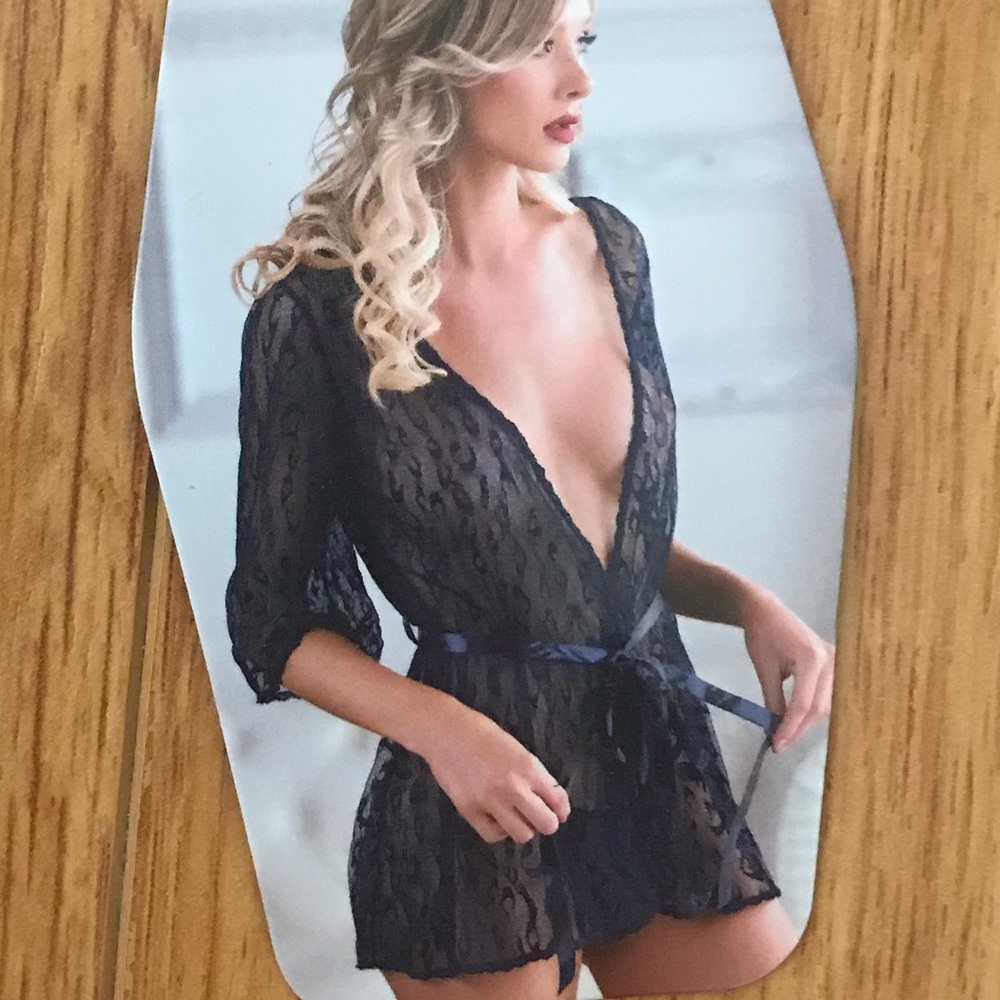 Sheer Leopard Print Robe in Blue New With Tags